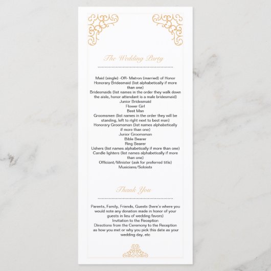 Golden Wedding-programma Programma (Achterkant)