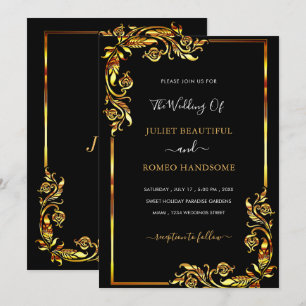 Golden Wedding Uitnodiging laat Lijst Black Gold