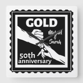 Golden wedding verjaarary holding hands 50th vierkante klok