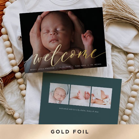 Golden Welcome Script | Aankondiging Folie geboort