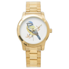 Golden Wheat and Blue Tit Horloge