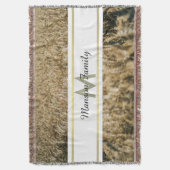 Golden Wheat Field Striped Rectangle Monogram Deken (Voorkant Verticaal)