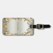 Golden White Flowers Bagagelabel (Voorkant horizontaal)