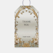 Golden  White Flowers Gift Label Cadeaulabel (Achterkant)