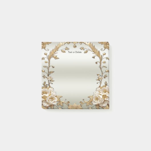 Golden  White Flowers Post it Notes (Voorkant)