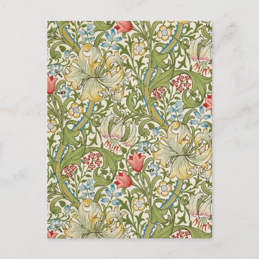 Golden White Lily Floral William Morris Briefkaart (Voorkant)