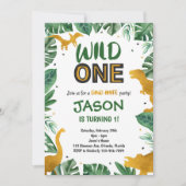 Golden Wild One dinosaurus uitnodiging (Voorkant)