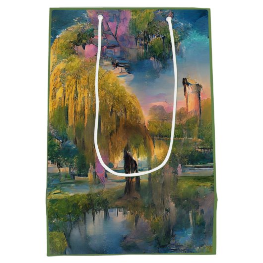 Golden Willow Tree op zonsondergang door Abstract Medium Cadeauzakje (Achterkant)