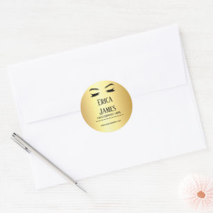 Golden Wimpers & Wenkbrauw Schoonheidssalon Ronde Sticker