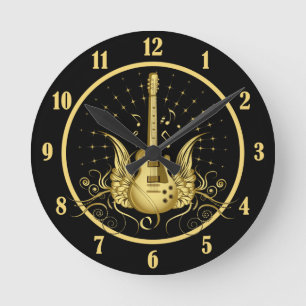 Golden Winged Guitar Ronde Klok