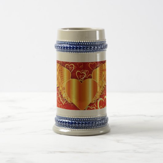 Golden Wings Heart 22 oz Stein Bierpul (Center)