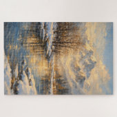 Golden Winter River Serenity – Oil Painting Puzzle (Horizontal)