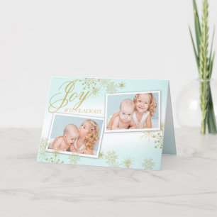 Golden Winter Snowflakes Foto Feestdagen Kaart