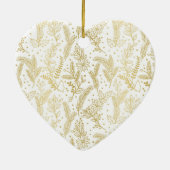 Golden Winter Sprigs Monogram Keramisch Ornament (Achterkant)