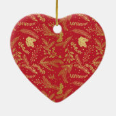 Golden Winter Sprigs Monogram Red Keramisch Ornament (Achterkant)