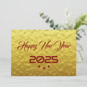 Golden wish card New Year met tree stars Feestdagenkaart (Staand voorkant)