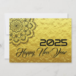 Golden wish card New Year with mandala Feestdagenkaart