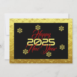 Golden wish card New Year with snowflakes Feestdagenkaart