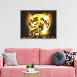Golden Wolf Canvas Afdruk