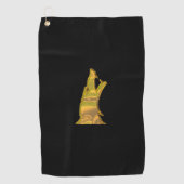 Golden Wolf Head serviette de golf noire (Devant)
