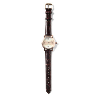 Golden Wooden RN Roos Gold Brown Leather Horloge