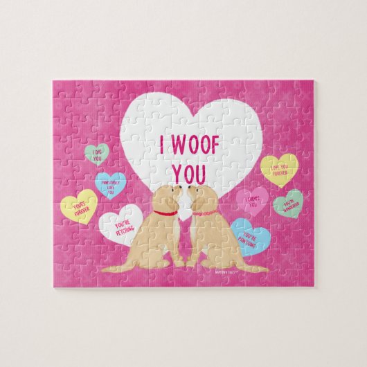 Golden Word Hearts Valentines Jigsaw Puzzle Puzzle (Horizontal)