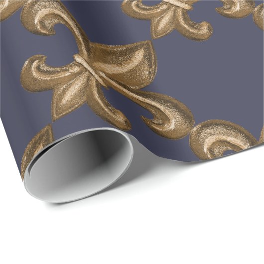 Golden Wough Iron Fleur de Lis Custom Cadeaupapier (Rol Hoek)