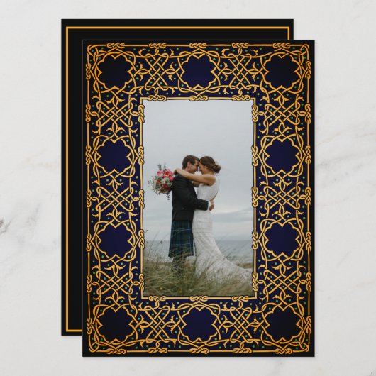 Golden Woven Celtic Knot Invitation Kaart (Voorkant / Achterkant)