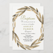 Golden Wreath Gold Leaf Garçon fille Invitation Ba (Devant / Derrière)