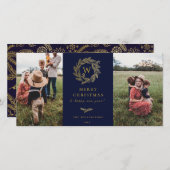 Golden Wreath Monogram Vacances 2 Cartes photos Bl (Devant / Derrière)