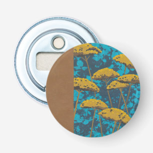 Golden Yarrow Garden met blauwe achtergrond Button Flesopener