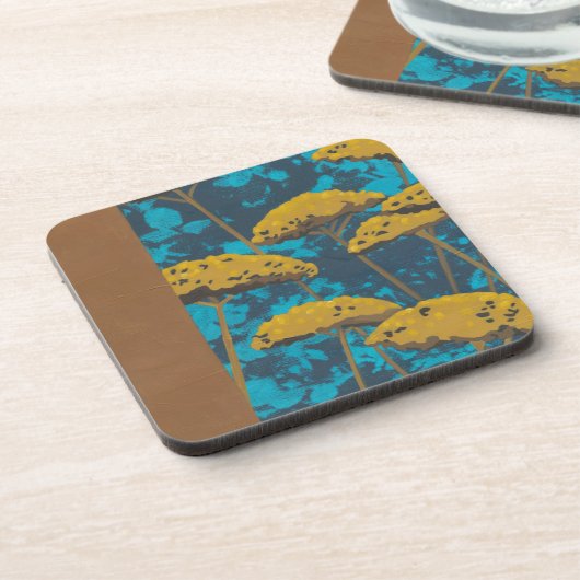 Golden Yarrow Garden met Blue Background Drankjes Onderzetter (Linkerzijde)