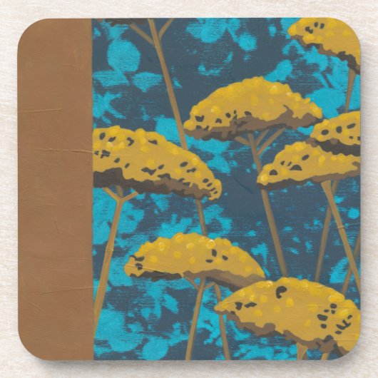 Golden Yarrow Garden met Blue Background Drankjes Onderzetter (Voorkant)
