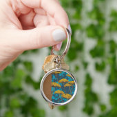 Golden Yarrow Garden met Blue Background Sleutelhanger (Hand)