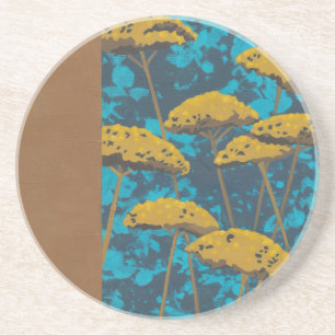 Golden Yarrow Garden met Blue Background Zandsteen Onderzetter