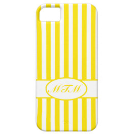 Golden Yellow Autumnal Stripes met monogram Case-Mate iPhone 14 Hoesje