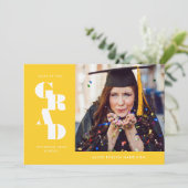 Golden Yellow Bold Serif Single Photo Afstuderen Aankondiging (Staand voorkant)