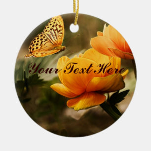 Golden Yellow Butterfly Keramisch Ornament