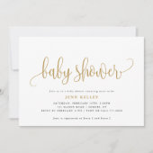 Golden Yellow Calligraphy Baby shower Kaart (Voorkant)