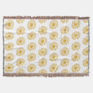 Golden Yellow Daisies Print, Daisy Floral Pattern Deken