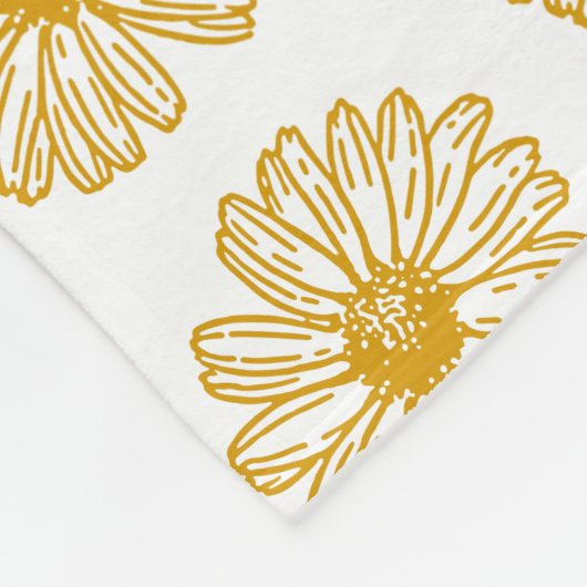 Golden Yellow Daisies Print, Daisy Floral Pattern Fleece Deken (Hoek)
