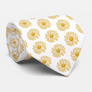 Golden Yellow Daisies Print, Daisy Floral Pattern Stropdas