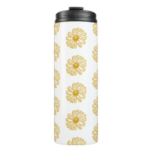 Golden Yellow Daisies Print, Daisy Floral Pattern Thermosbeker