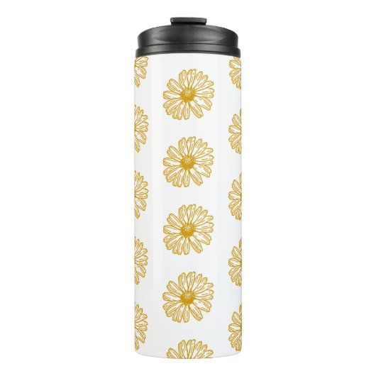 Golden Yellow Daisies Print, Daisy Floral Pattern Thermosbeker (Voorkant)