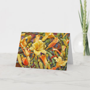 Golden Yellow Day Lily Garden Art Note Kaart