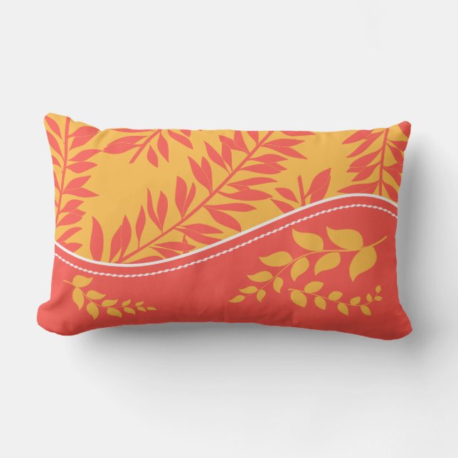 Golden Yellow en Coral Cabana Collectie Monogram Buitenkussen (Voorkant)
