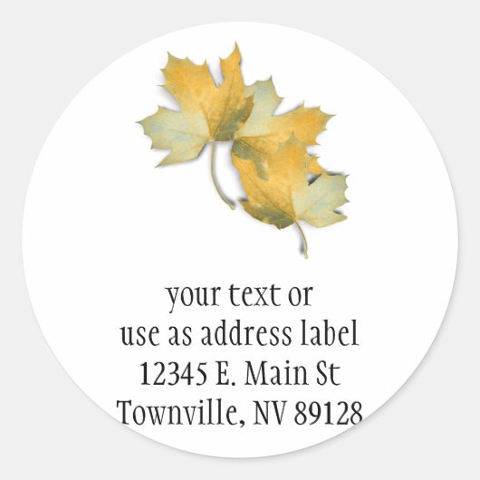 Golden Yellow Fall Leaves Ronde Sticker (Voorkant)