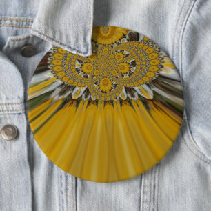 Golden Yellow Flower Pattern-kunst Ronde Button 6,0 Cm