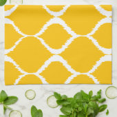 Golden Yellow Geometric Ikat Tribal Print Patroon Theedoek (Gevouwen)