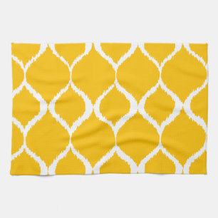 Golden Yellow Geometric Ikat Tribal Print Patroon Theedoek